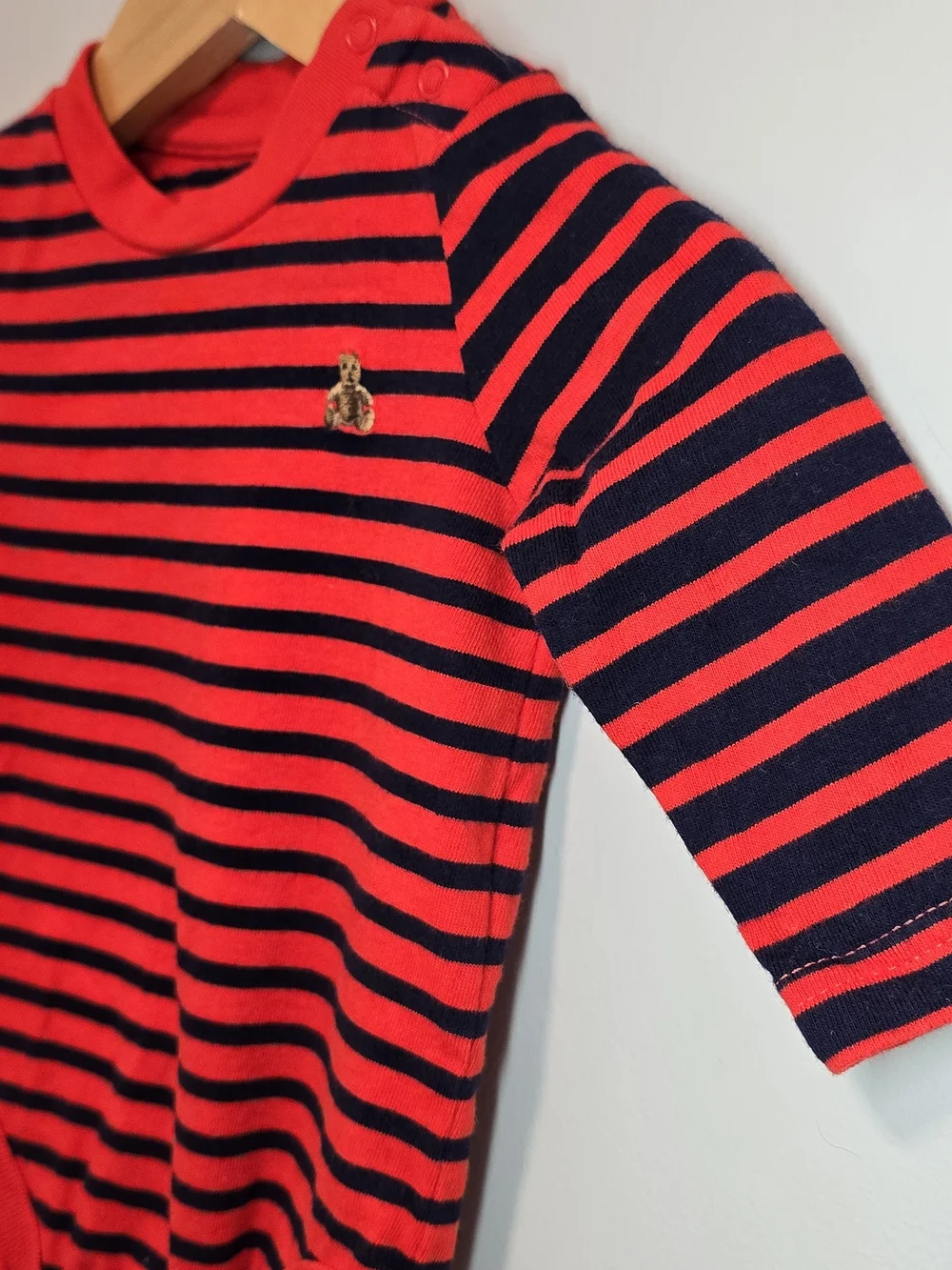 GAP Red and Black Striped Long-Sleeve Bodysuit